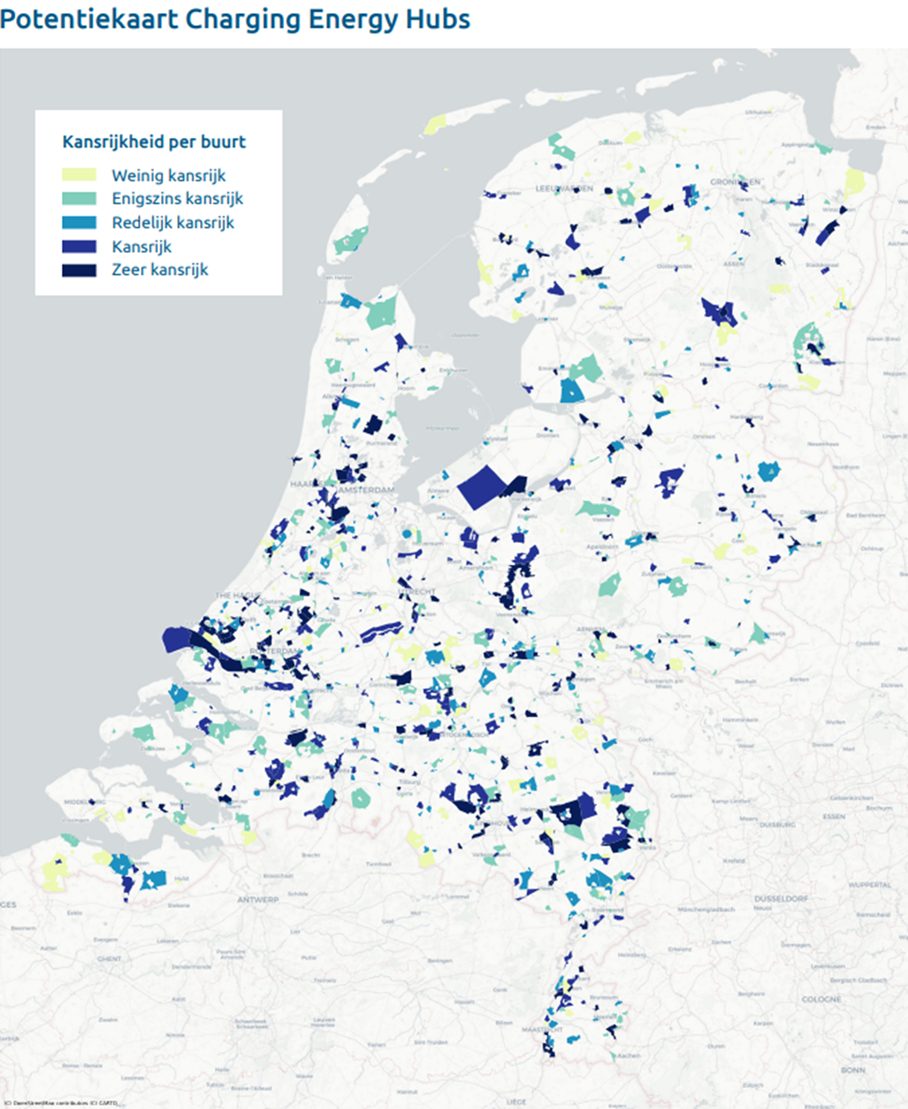 Klik op deze kaart voor een interactieve weergave van potentiële Charging Energy Hubs locaties.